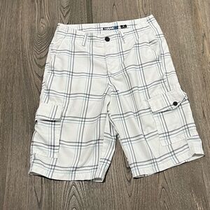 Tony Hawk White Blue Plaid Board Swim Shorts Size 29